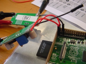 The two regulators connected to the Pi