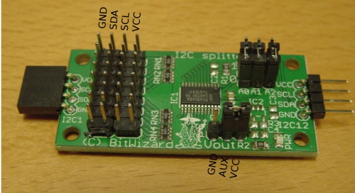 The annotated i2c_splitter board
